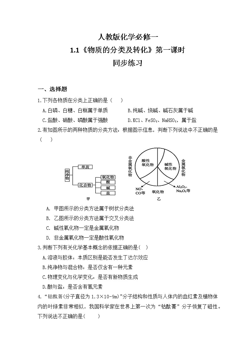 1.1 物质的分类及转化（第一课时）课件+教案+练习01
