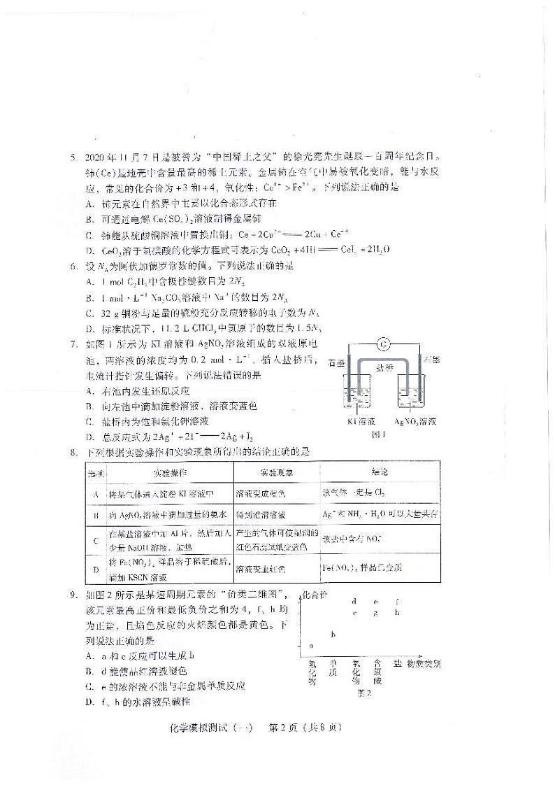 2021届广东省高三3月普通高中学业水平选择考模拟测试（一）（广东一模）化学试题 PDF版02