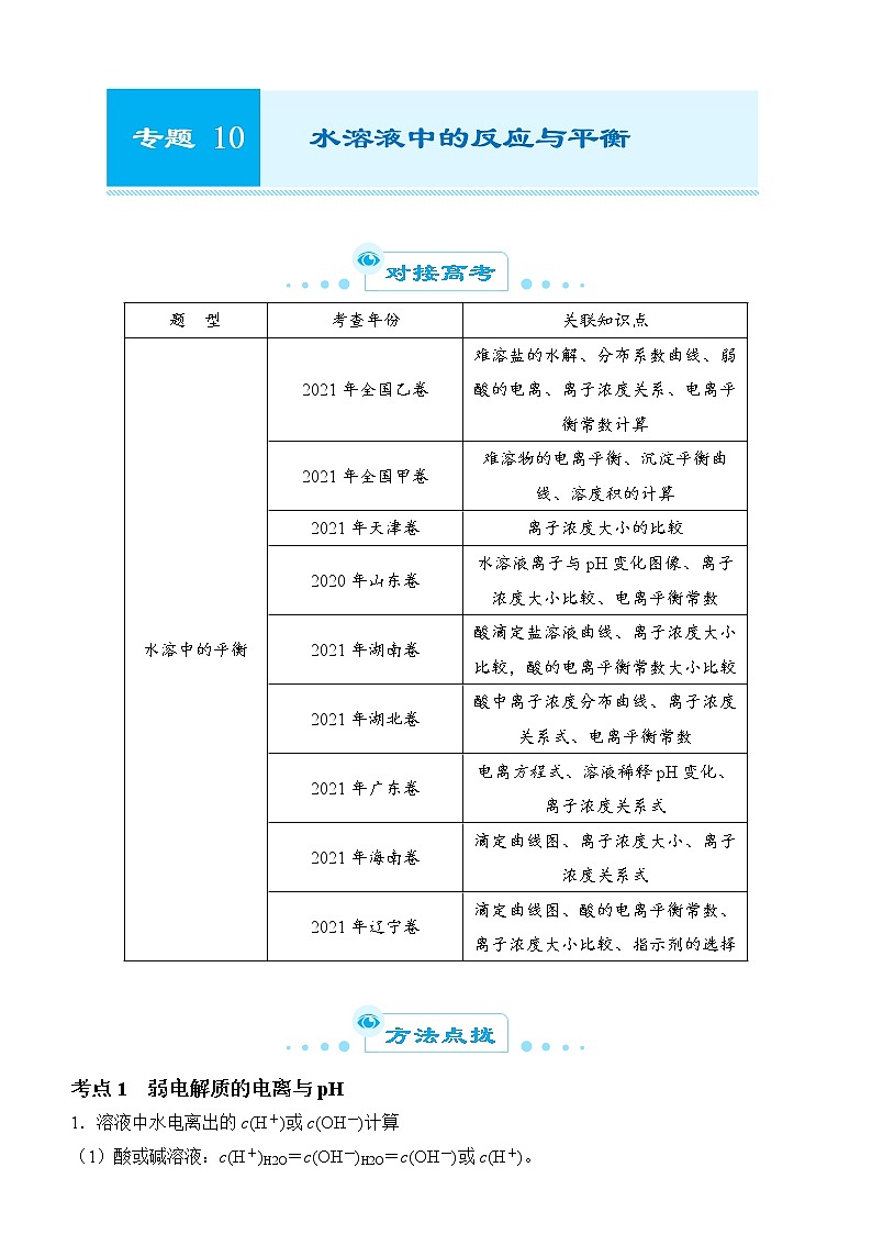 2022届优质校一模试卷专题汇编10 水溶液中的反应与平衡 解析版第1页