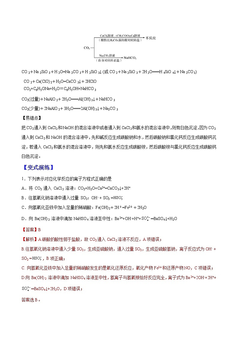（全国通用）高考化学二轮热点题型归纳与变式演练 专题38  CO2与盐或碱溶液反应产物的判断（解析+原卷）02