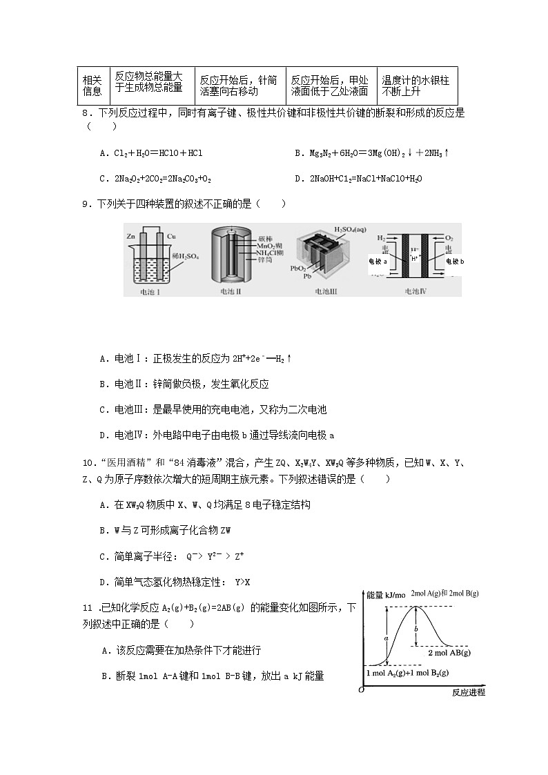 2020-2021学年四川省西昌市高一下学期期中检测化学试卷含答案03