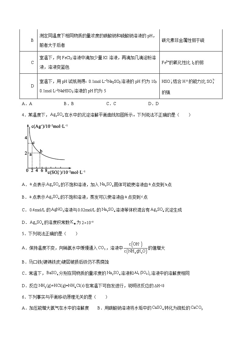 专题3第四单元第一课时沉淀溶解平衡原理同步练习—2021-2022学年高一化学上学期苏教版（2019）选择性必修一02