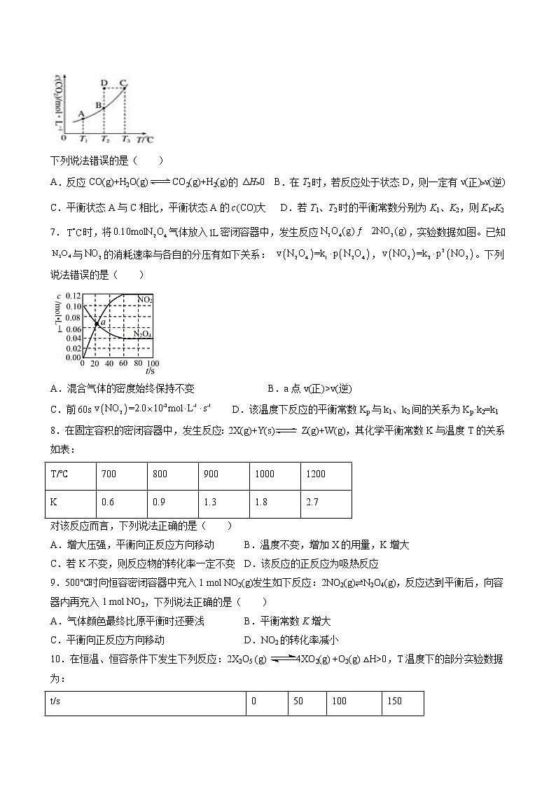 第二章第二节第二课时化学平衡常数课后强化习题—2021-2022学年高二化学上学期人教版（2019）选择性必修一第2页