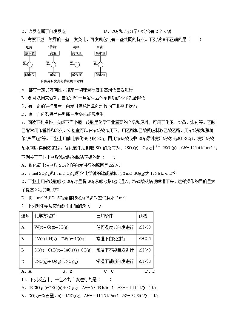 第二章第三节化学反应的方向课后强化习题—2021-2022学年高二化学上学期人教版（2019）选择性必修一第2页