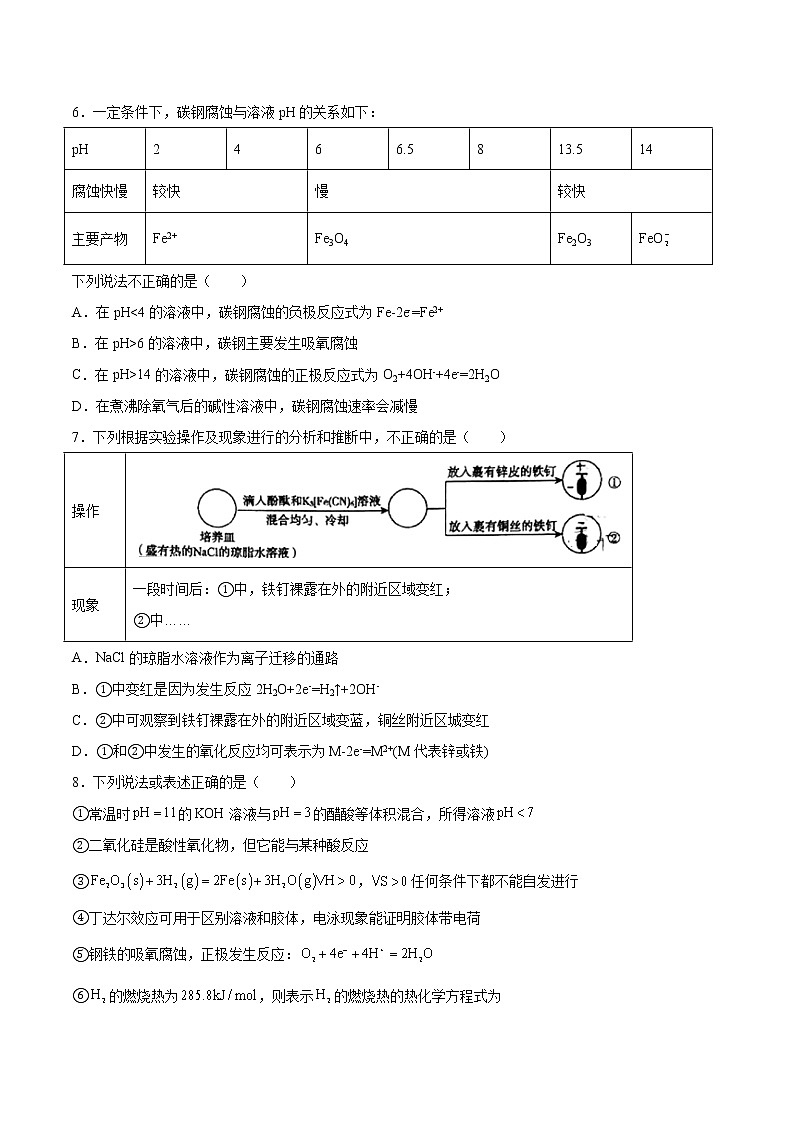 第四章第三节第一课时金属的腐蚀课后强化习题—2021-2022学年高二化学上学期人教版（2019）选择性必修一第2页