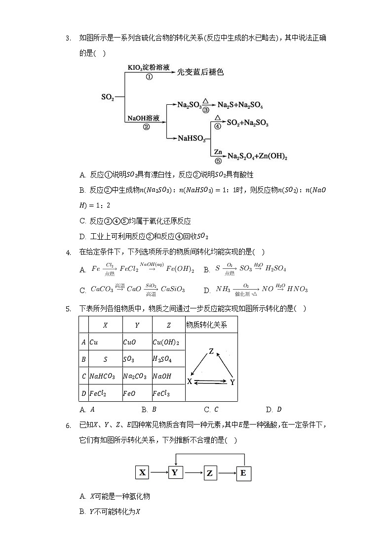 5.5实验活动5不同价态硫化物的转化   同步练习人教版（2019）高中化学必修第二册02