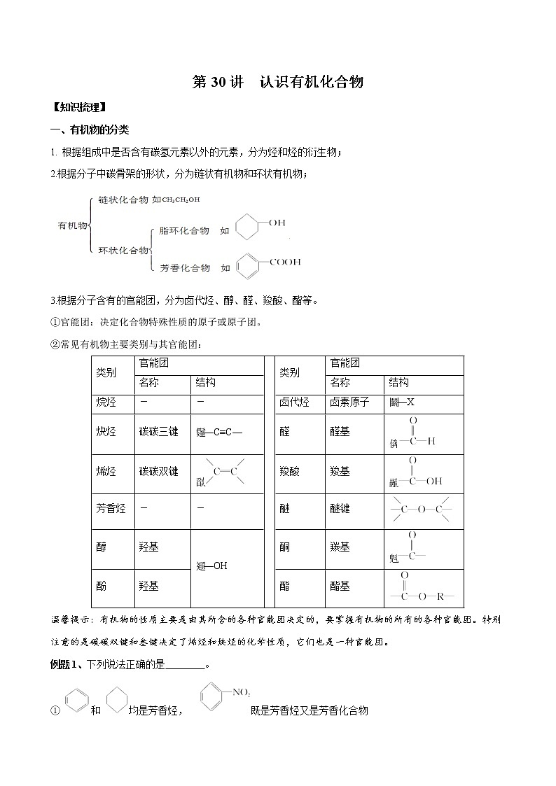 第30讲 认识有机化合物-2022年高考化学一轮复习名师精讲练第1页