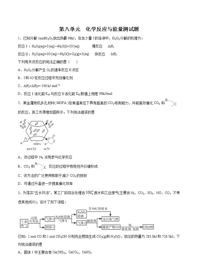 第八单元 化学反应与能量测试题-2022年高考化学一轮复习名师精讲练第1页