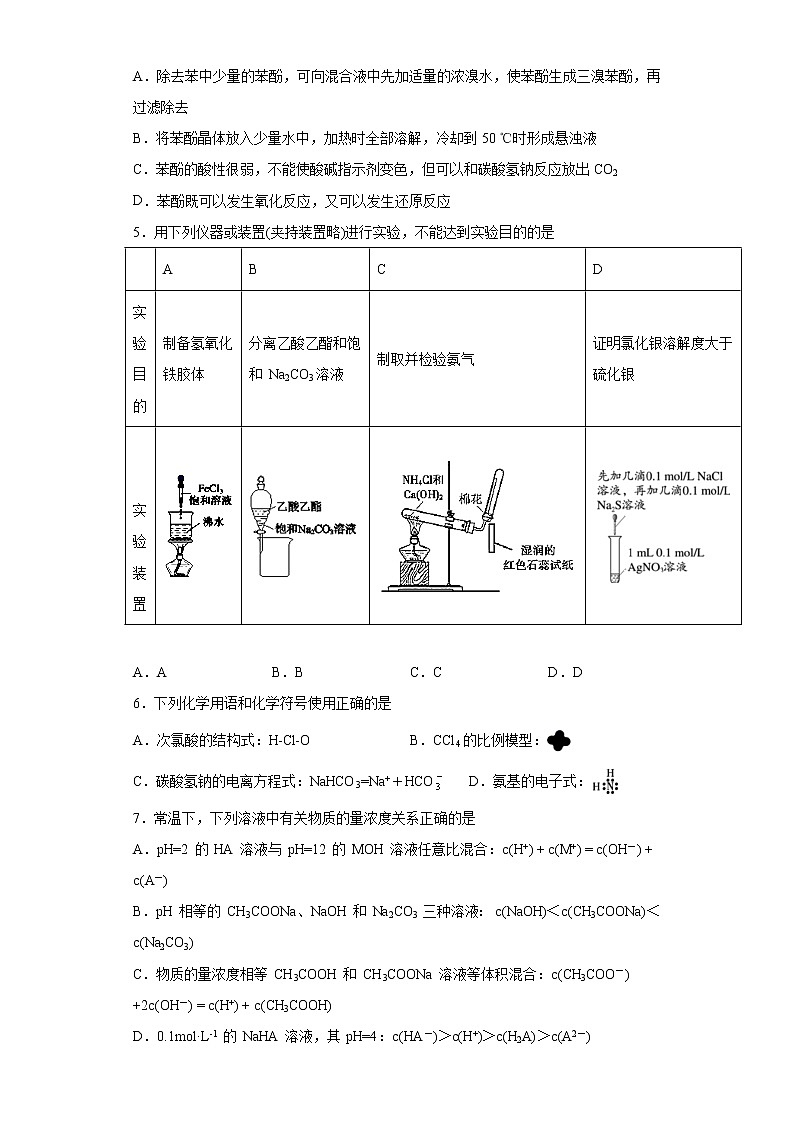 卷五-备战2022年高考化学临考押题卷（浙江适用）02