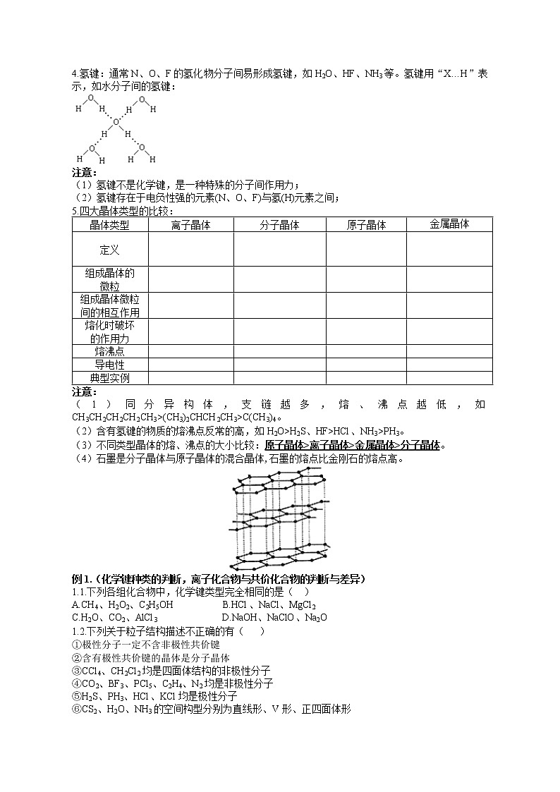 专题04 《化学键与晶体类型》二轮复习--2022年高考化学二轮复习专题冲刺（上海专用）02