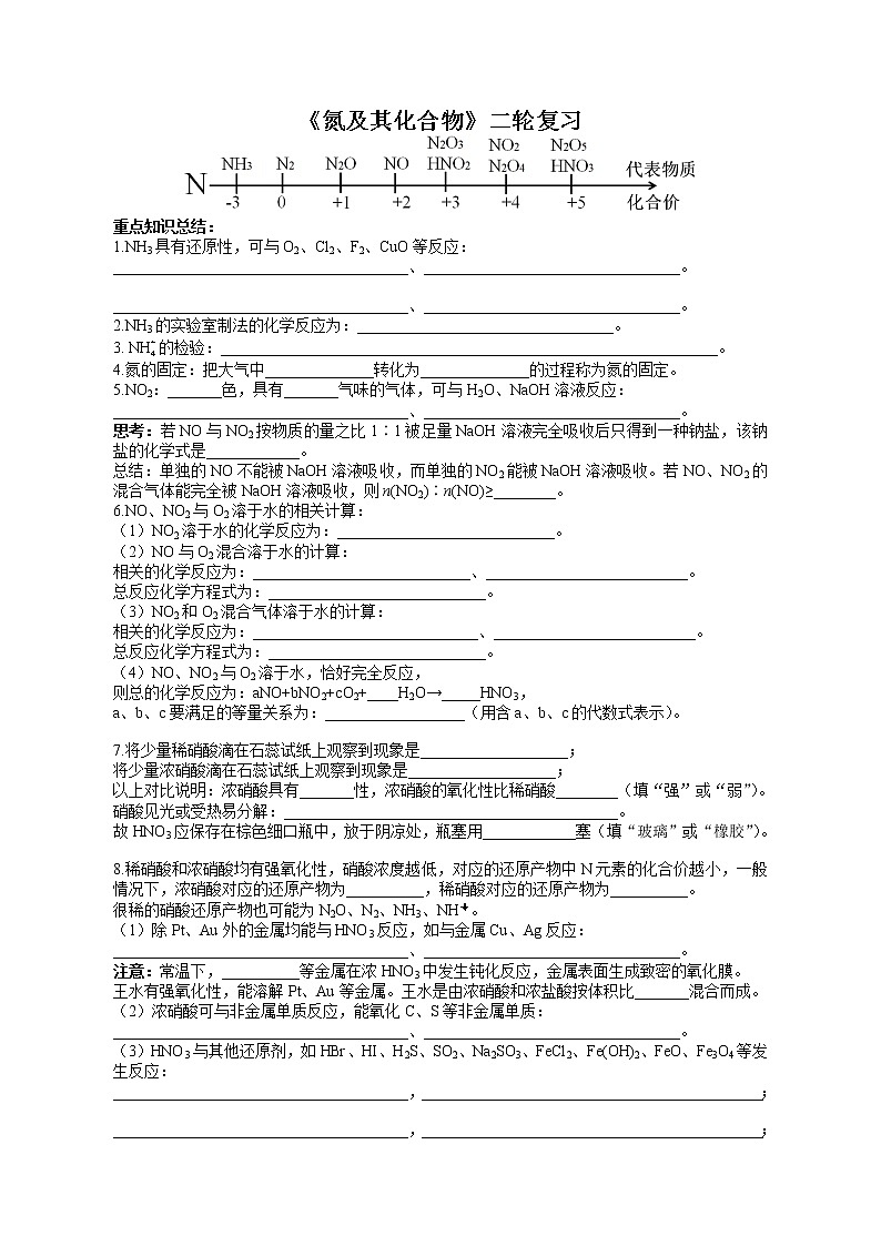 专题08《氮及其化合物》二轮复习-学生版-2022年高考化学二轮复习专题冲刺（上海专用）第1页