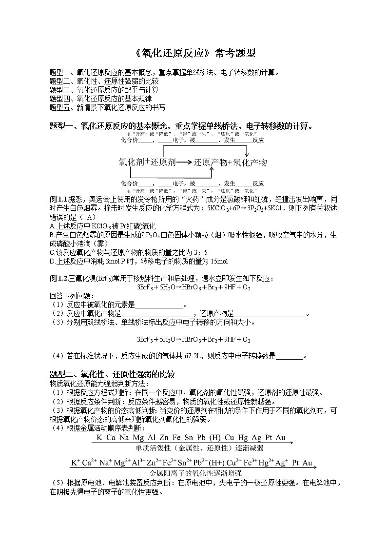 专题12 《氧化还原反应》常考题型-教师版-2022年高考化学二轮复习专题冲刺（上海专用）第1页
