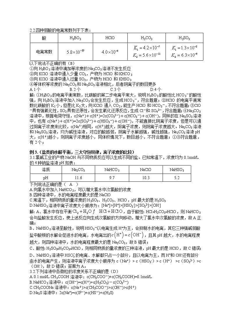 专题16 《水溶液中的四大平衡》专题训练-教师版-2022年高考化学二轮复习专题冲刺（上海专用）第2页