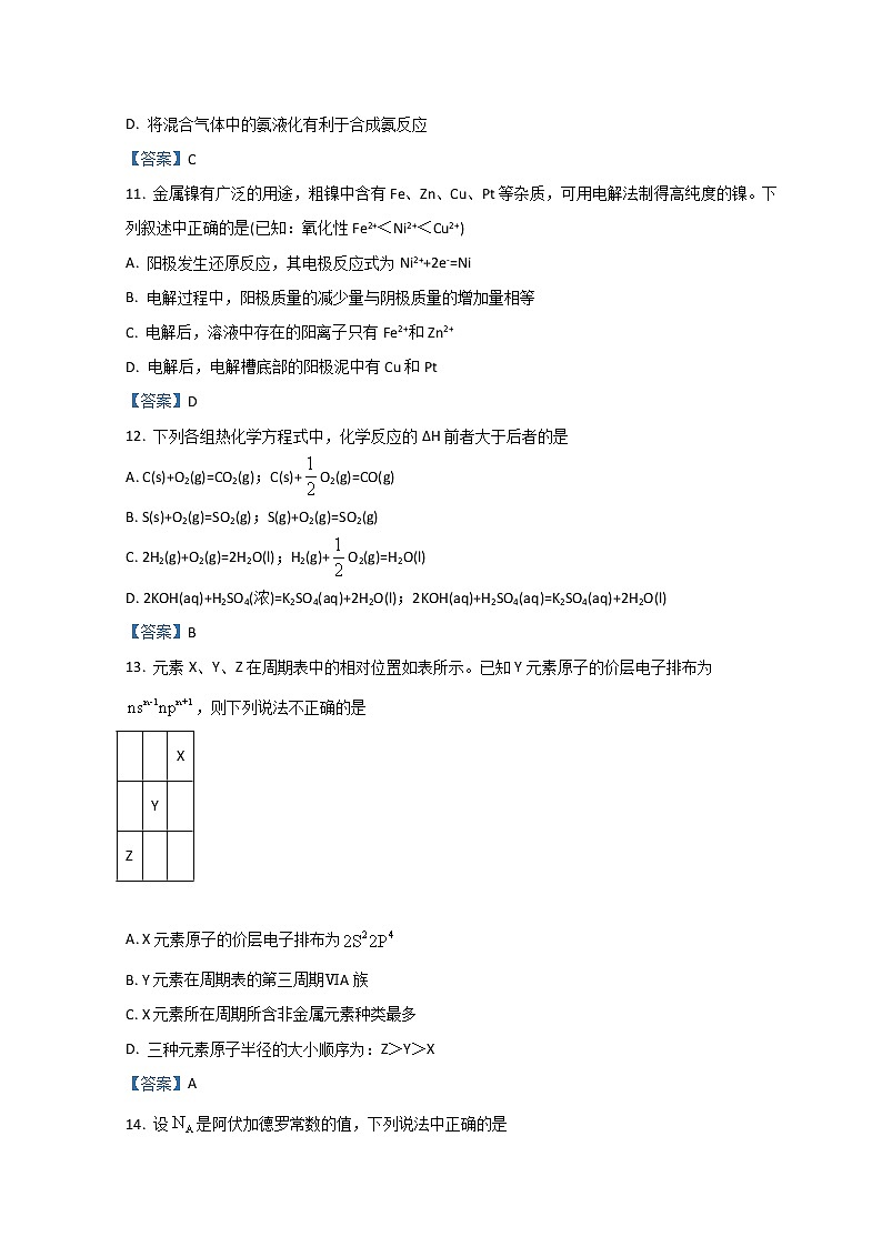 2022舟山高二上学期期末检测化学含答案第3页