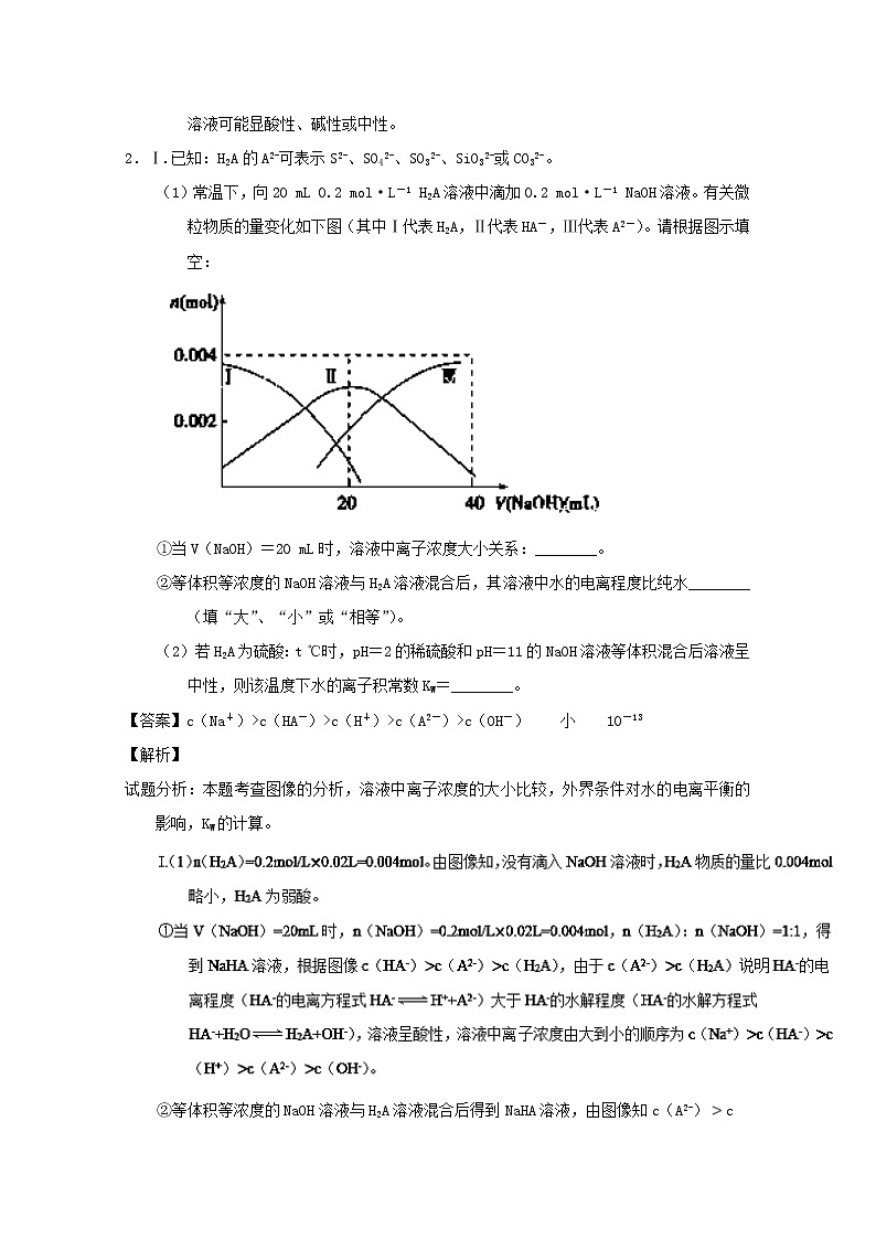 高考化学二轮专题大题练习专题34《水的电离及影响因素》(含详解)02