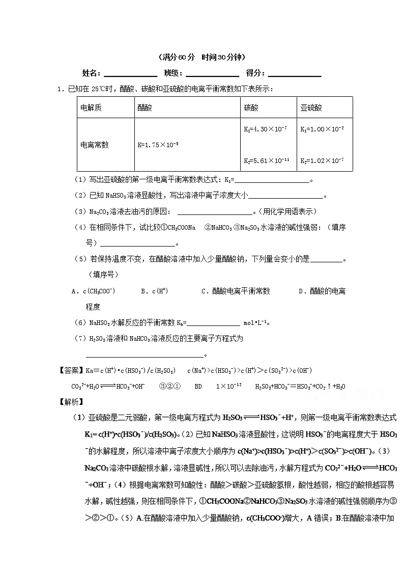 高考化学二轮专题大题练习专题36《盐类水解》(含详解)第1页