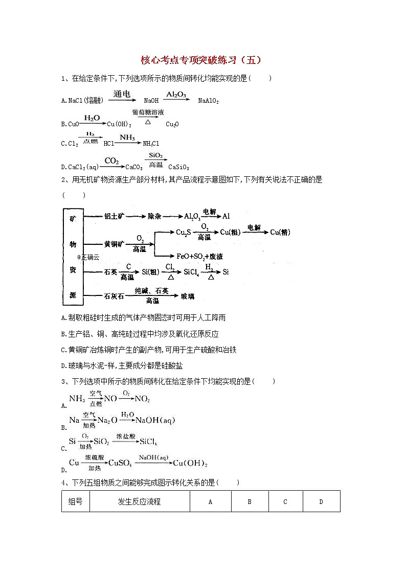 高考化学二轮复习核心考点专项突破练习05（含详解）第1页