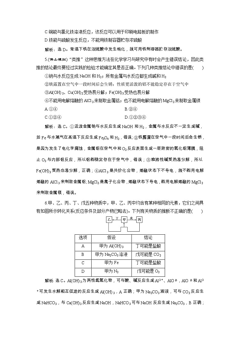 高考化学一轮复习方案：第03章金属及其重要化合物 7 章末综合检测（三） （含详解）第2页