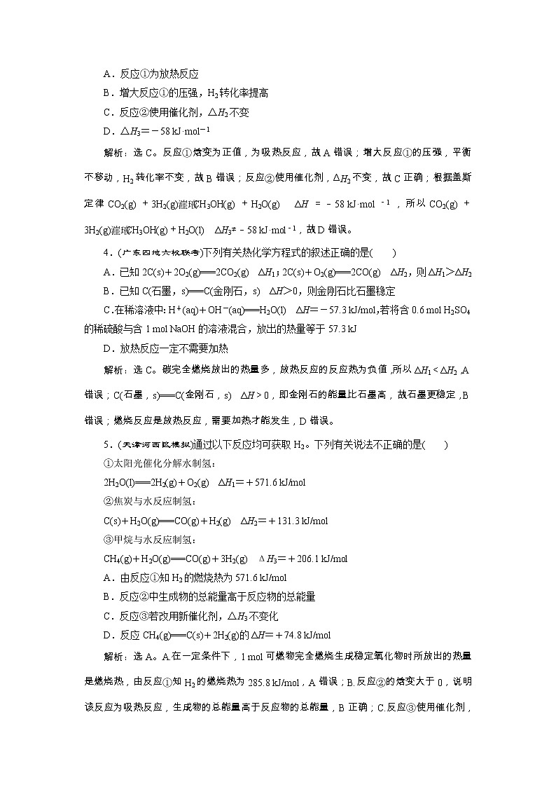 高考化学一轮复习方案：第06章化学反应与能量 1 第1讲 达标训练 （含详解）第2页