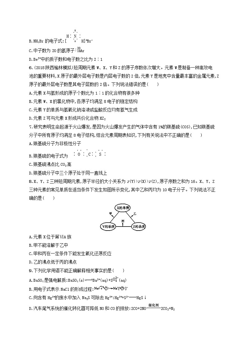 高考化学一轮复习考点规范练14《原子结构化学键》(含详解)第2页