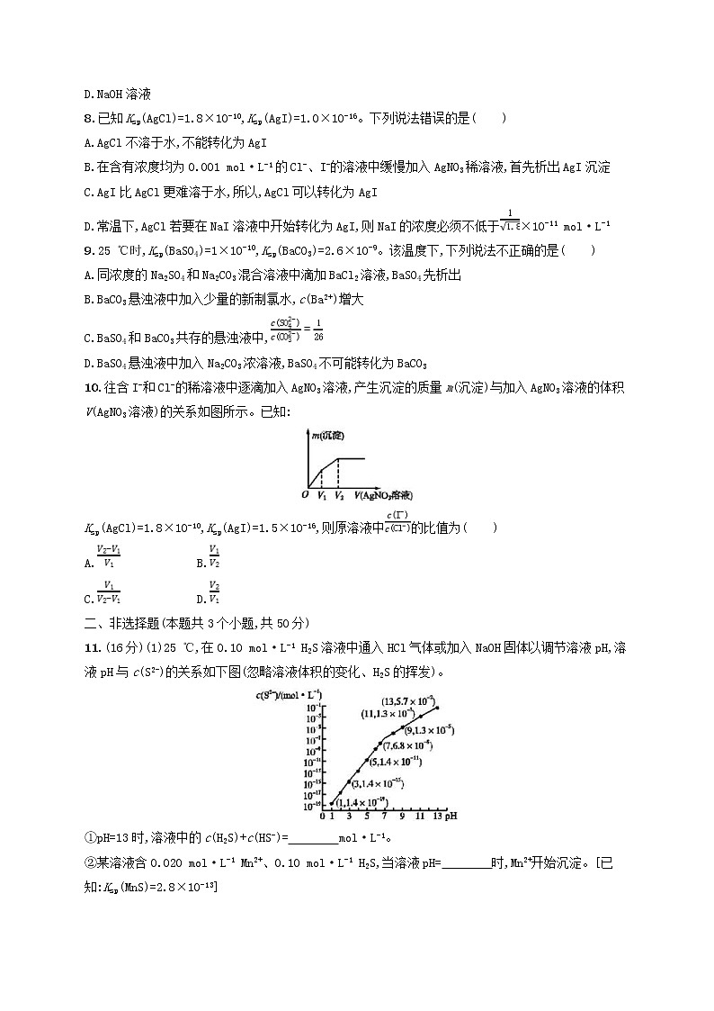 高考化学一轮复习考点规范练25《难溶电解质的溶解平衡》(含详解)第3页