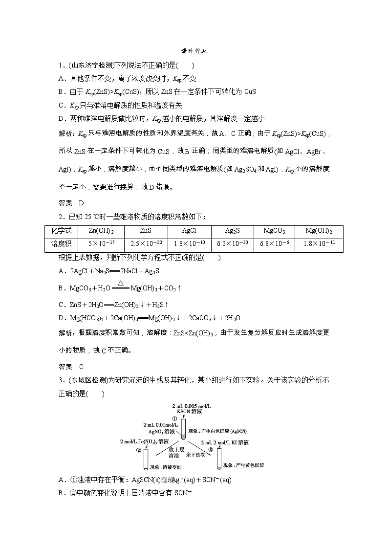 高考化学一轮优化探究练习：第08章第29讲《难溶电解质的溶解平衡》（含详解）第1页