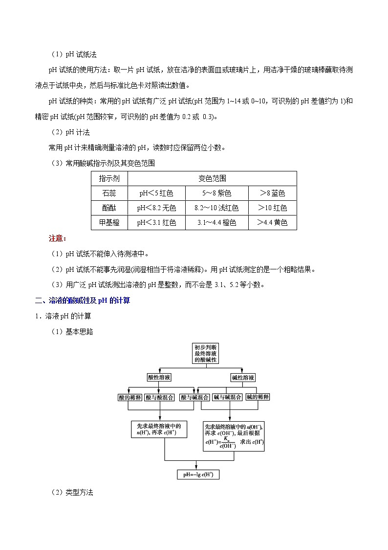 考点14 溶液的酸碱性——备战2022年浙江新高考一轮复习化学考点一遍过 试卷02