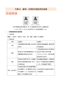 专题01 配制一定物质的量浓度的溶液——备战2022年高考化学之突破教材实验热点