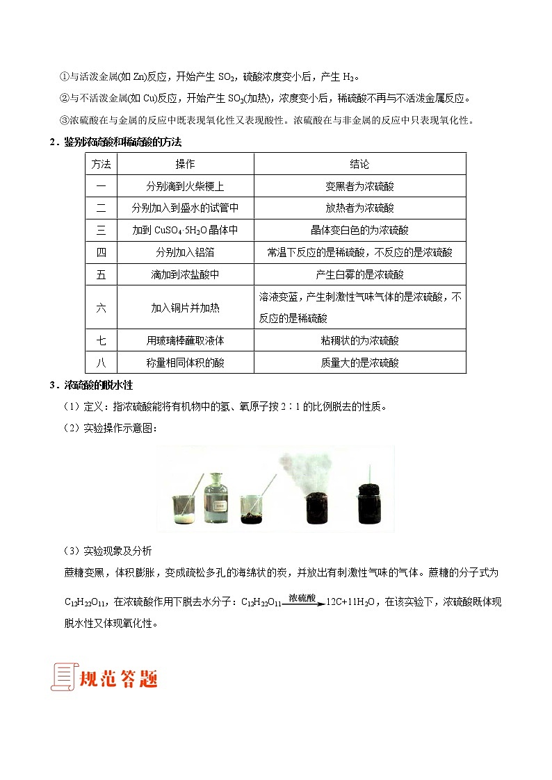 专题07 浓硫酸性质的探究——备战2022年高考化学之突破教材实验热点（教师版）第2页