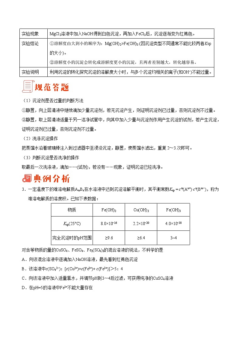 专题16 难溶电解质的溶解平衡——备战2022年高考化学之突破教材实验热点（学生版）第3页