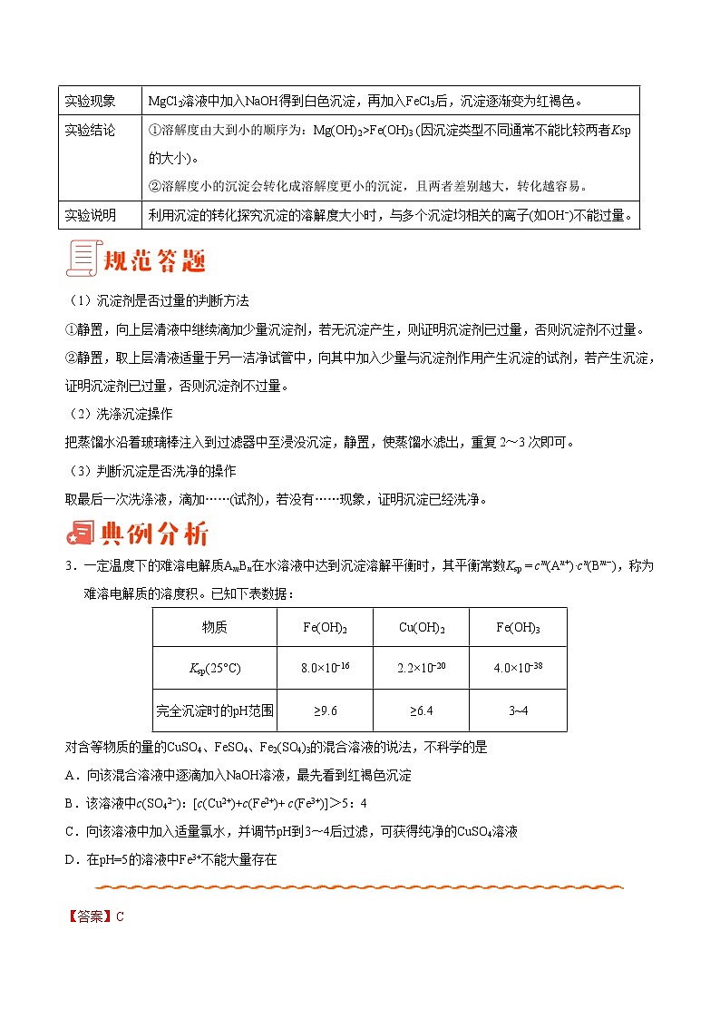 专题16 难溶电解质的溶解平衡——备战2022年高考化学之突破教材实验热点（教师版）第3页