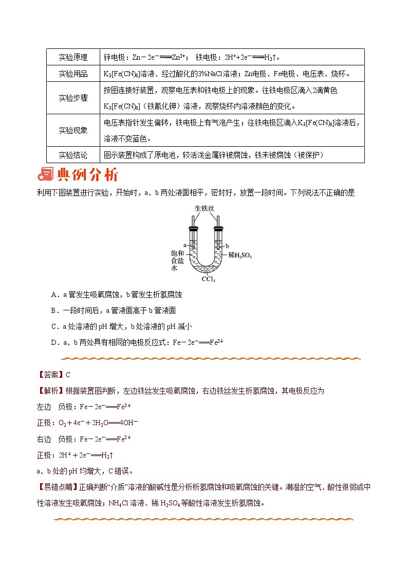 专题17 金属的腐蚀与防护——备战2022年高考化学之突破教材实验热点（教师版）第2页
