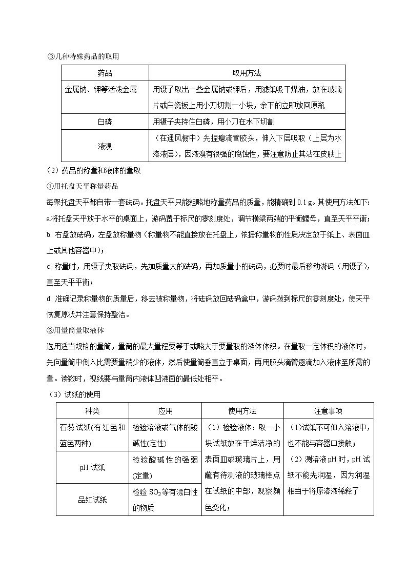 专题22 化学实验基础——备战2022年高考化学之突破教材实验热点（教师版）第3页