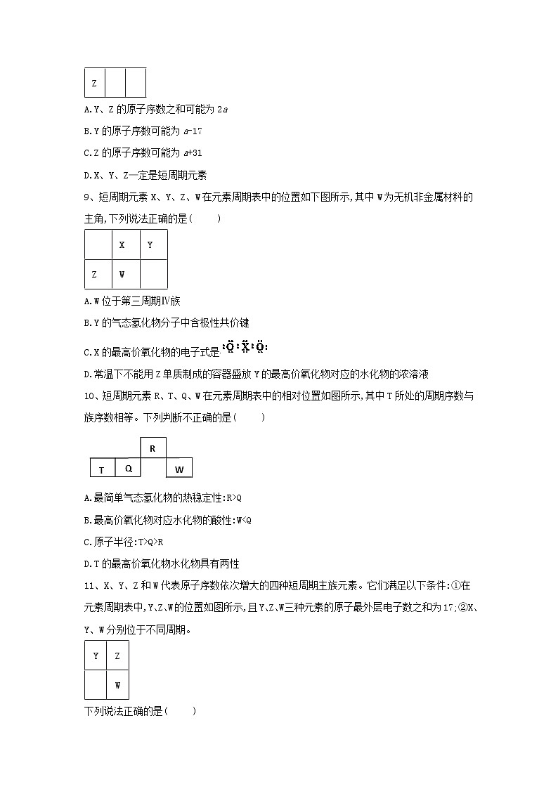 高考化学高频考点小题突破训练04《元素周期表和元素周期律》（含详解）第3页