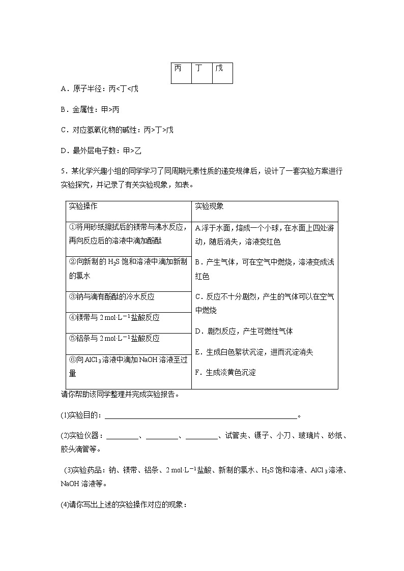 元素周期律 第1课时（提升）同步测试【化学人教版高中】02