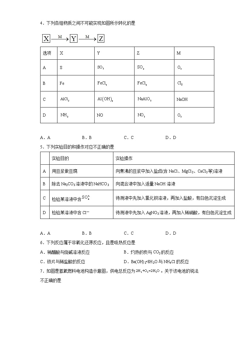 襄州二中2021-2022学年度第二学期高一年级第3月考化学试卷（含答案）第2页