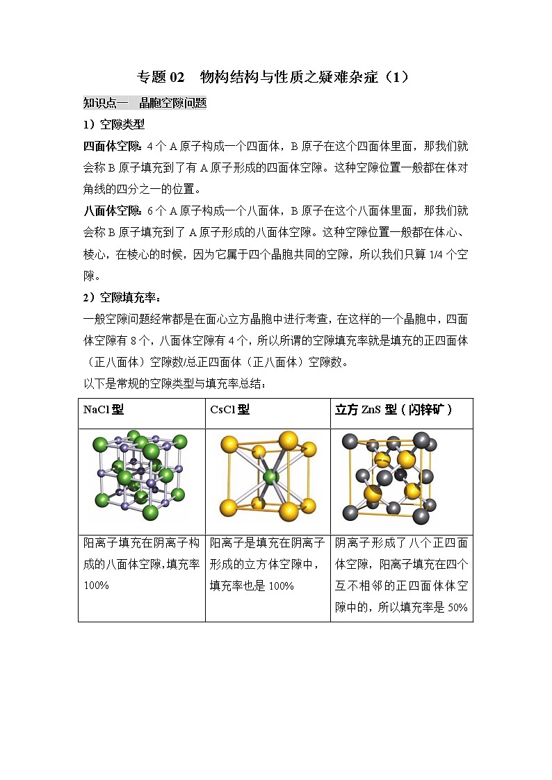 2022年高考化学选择性必修二、三模块核心突破 专题02 物构结构与性质之疑难杂症核心突破第1页