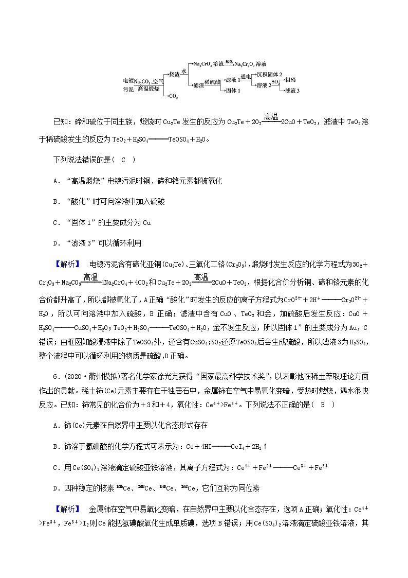 2022届高考化学二轮复习课时作业3氧化还原反应离子反应含答案第3页