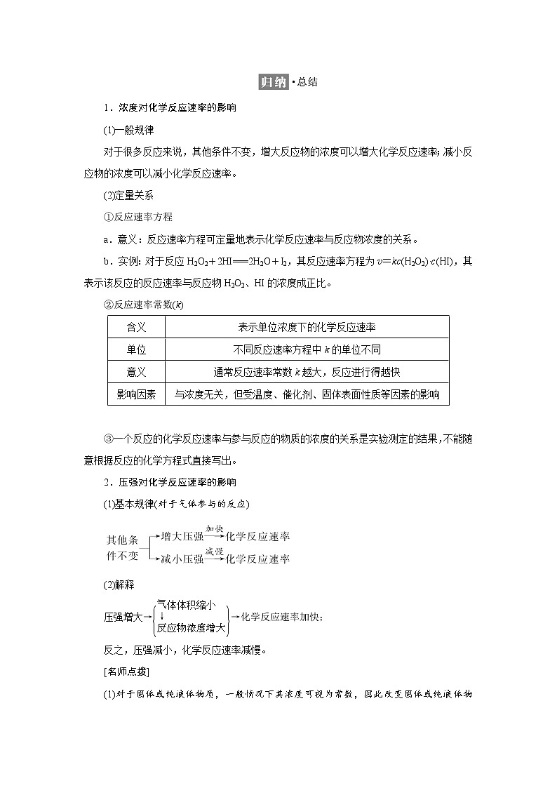 2021-2022学年高中化学新鲁科版选择性必修1 2.3 第2课时　影响化学反应速率的因素 学案03