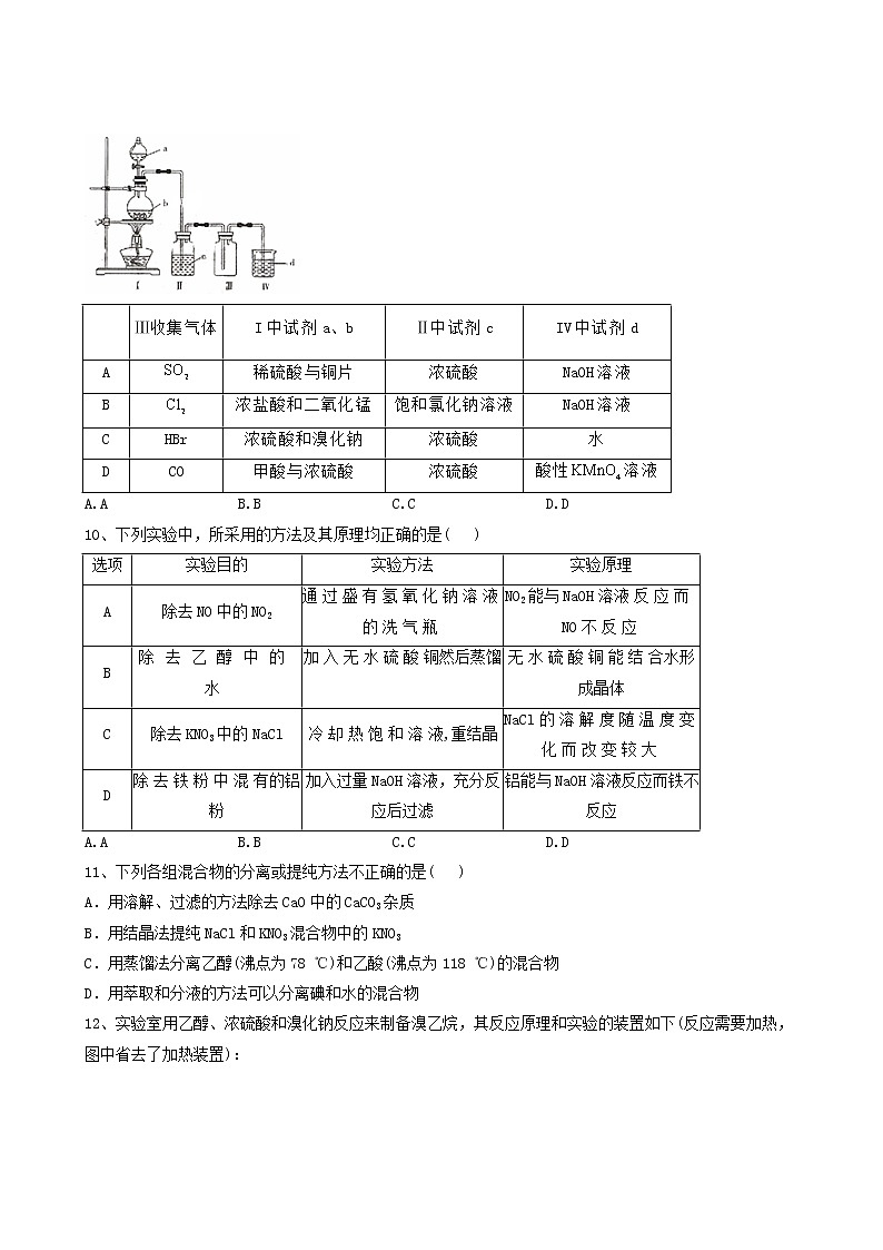 2022届高考化学一轮复习考点精练之知识点23物质的制备检验分离与提纯含答案第3页
