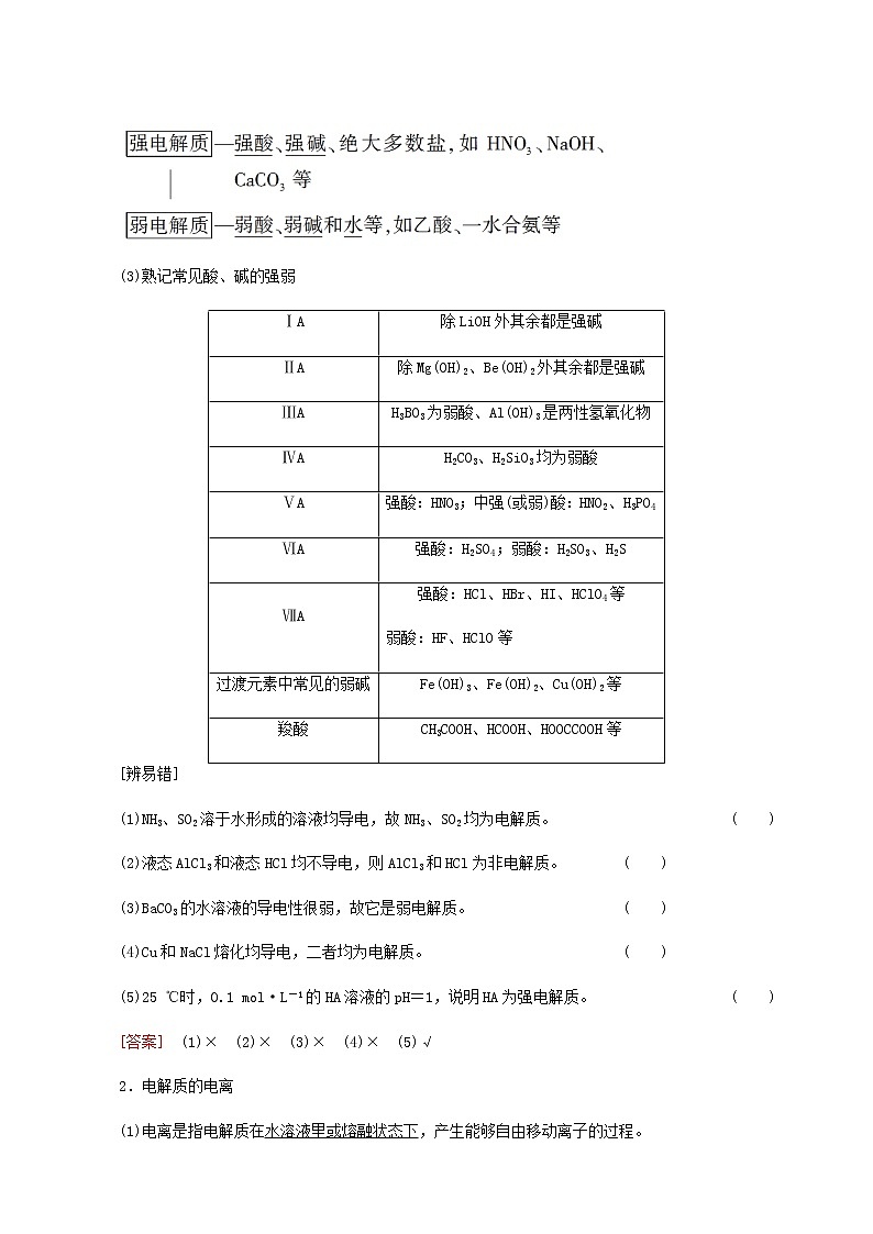 2022届高考化学一轮复习讲义第2章化学物质及其变化第2节离子反应离子方程式含答案02