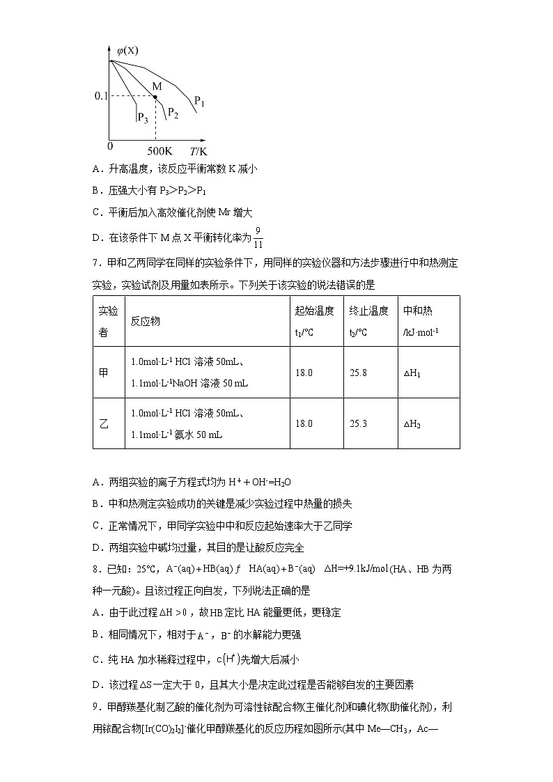 湖北省襄阳市襄州二中2022届高三化学高考备考二轮复习化学反应速率与化学平衡专项训练03