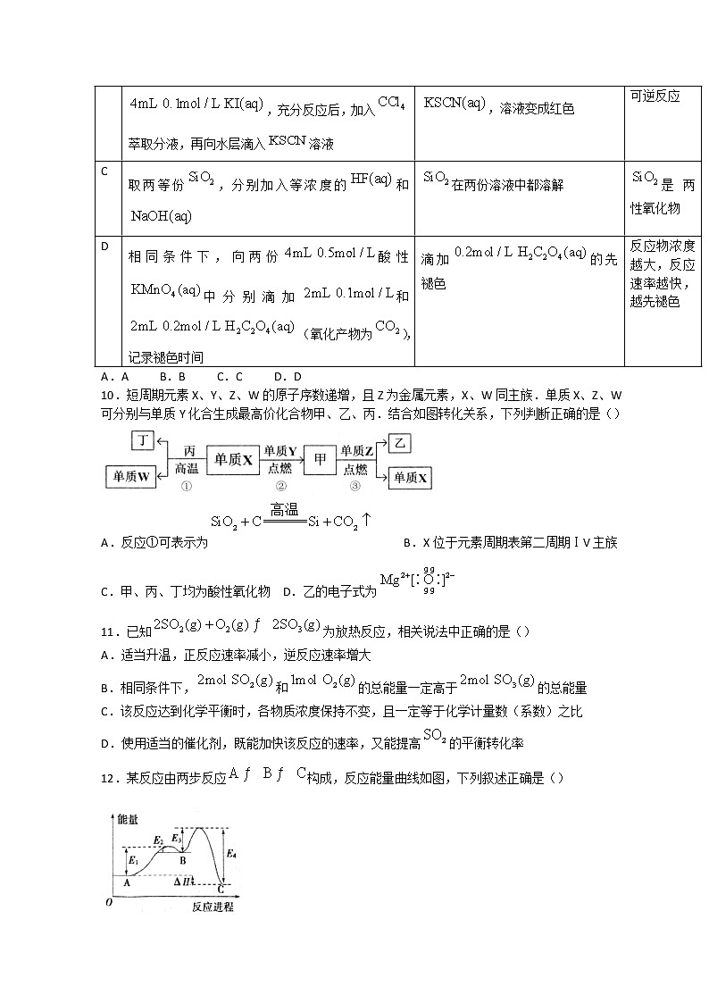 2022湖北省鄂东南联盟学校高一下学期期中联考试题化学含答案第3页