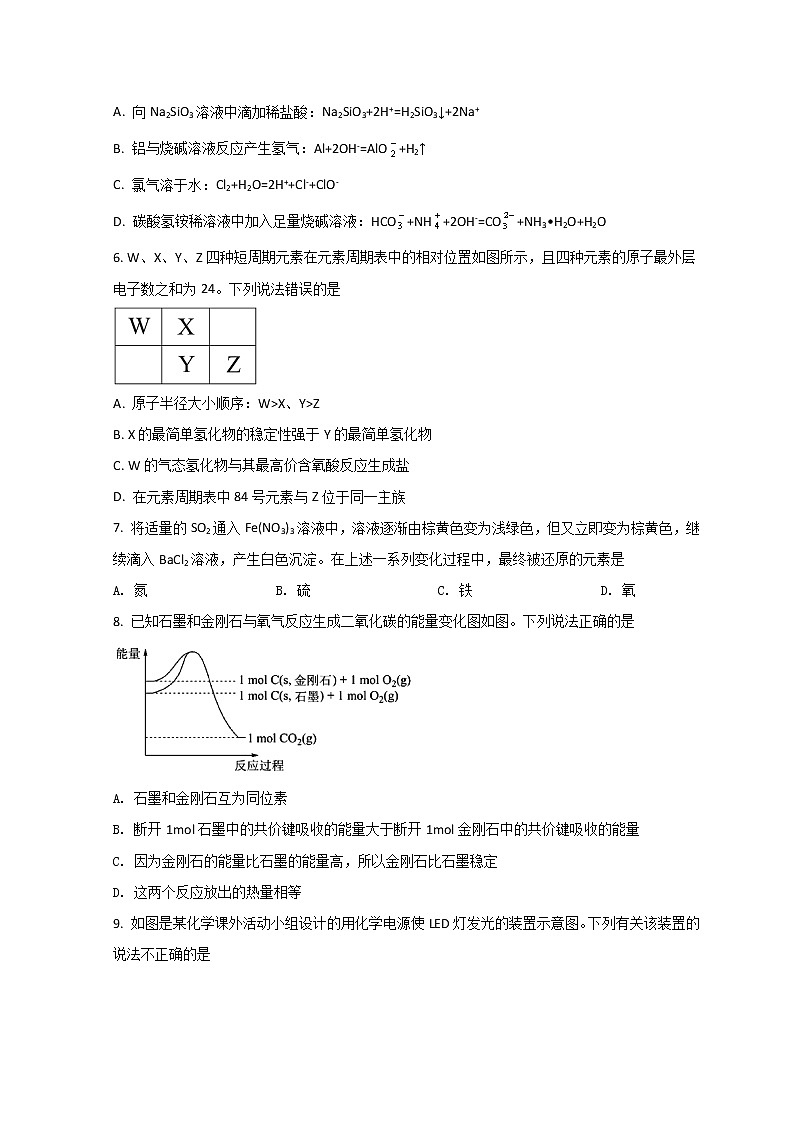 2022武汉部分普通高中联合体高一下学期期中联考化学试题含答案第2页