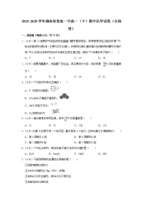 2019-2020学年湖南省娄底一中高一（下）期中化学试卷（合格性）