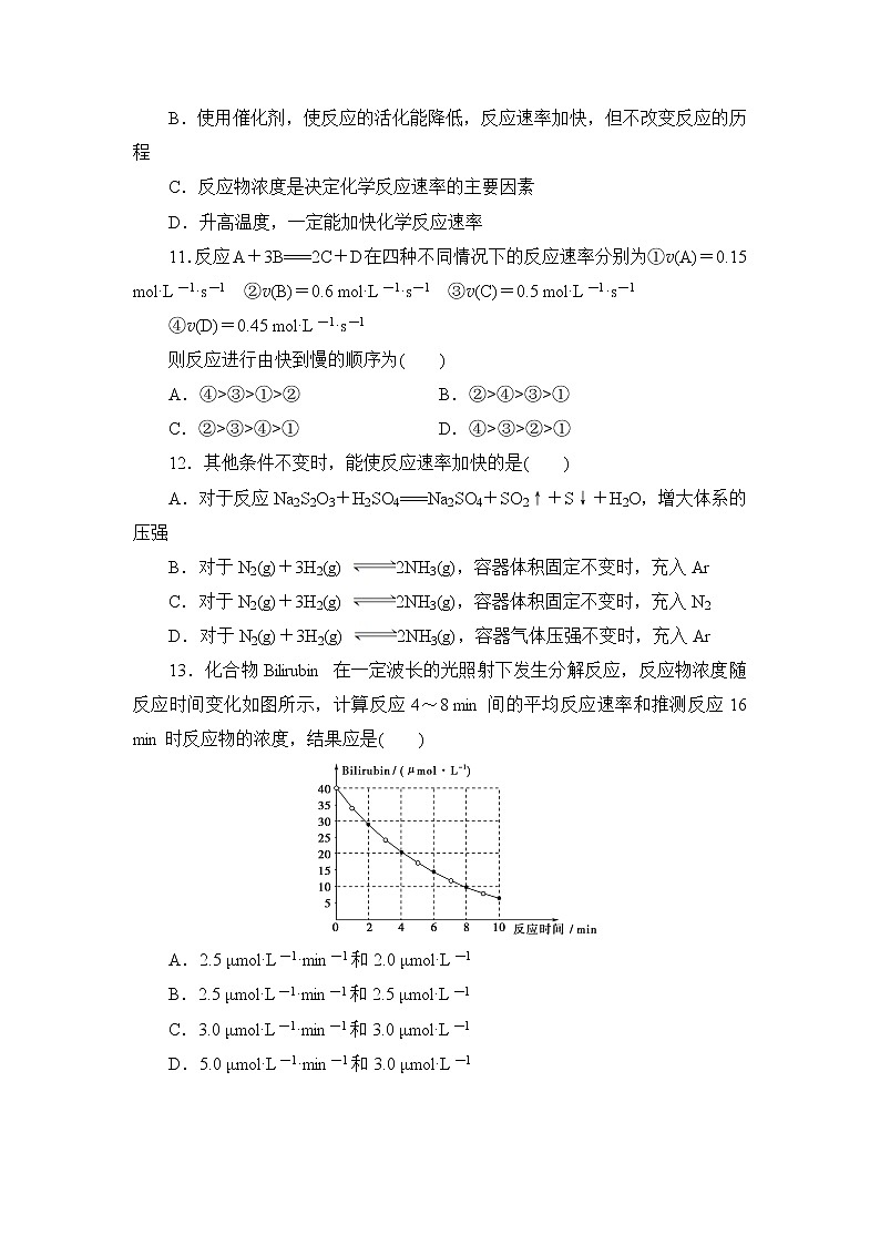 2021-2022学年高一下学期鲁科版（2019）必修第二册第二章第3节课时1　化学反应的快慢练习题第3页