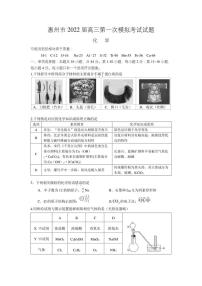 2022届广东省惠州市高三下学期高考一模考试化学试题（图片版含答案)