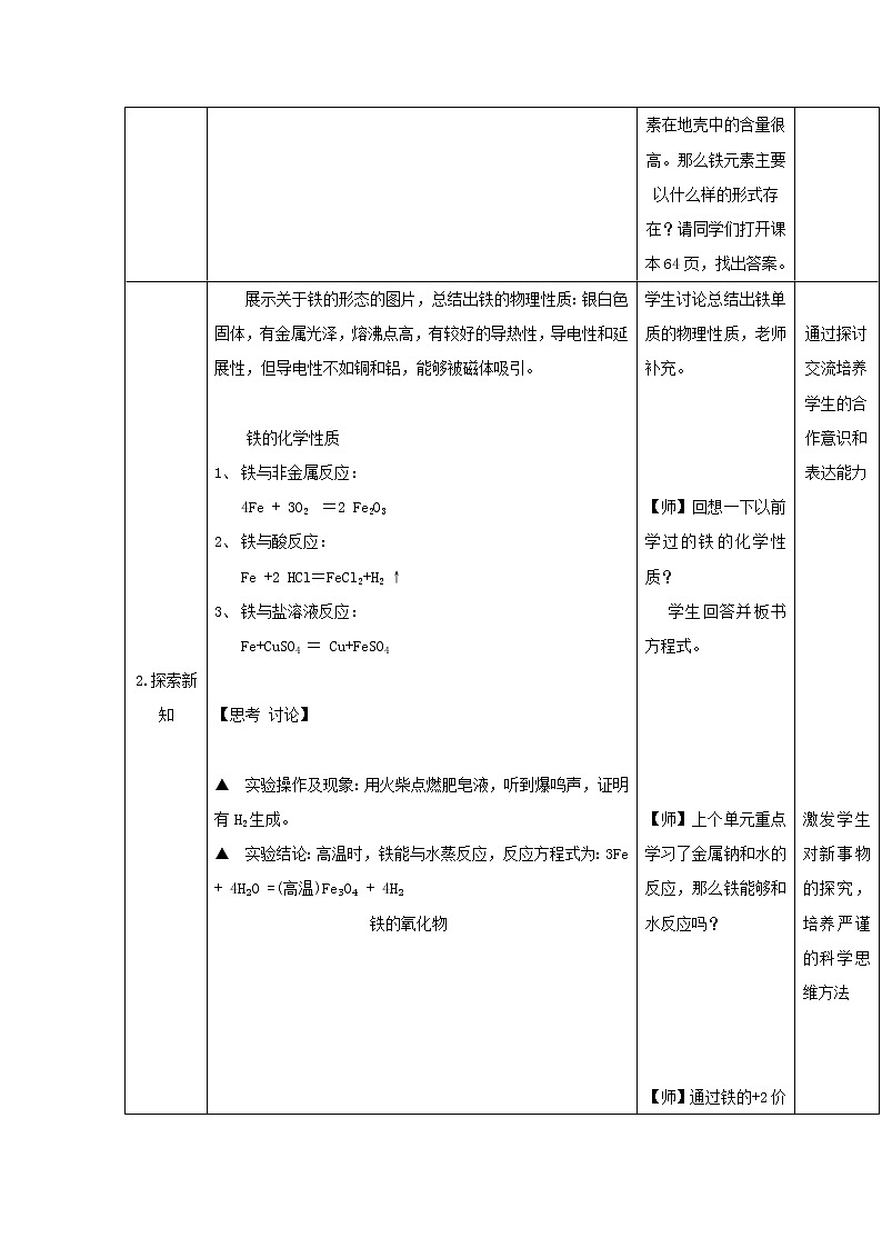 必修第一册化学人教版 3.1铁及其化合物（第1课时）教案02