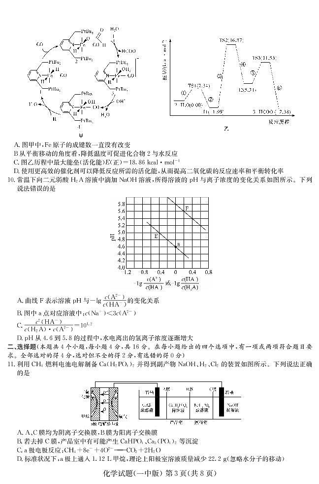 长沙市一中高三下学期月考（九）化学试卷及答案03