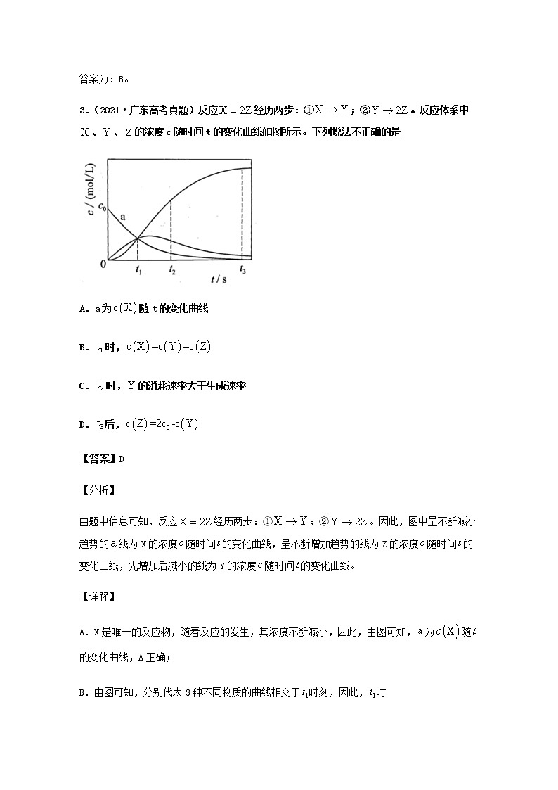 2021年高考化学真题和模拟题分类汇编专题06化学反应速率和化学平衡含解析03